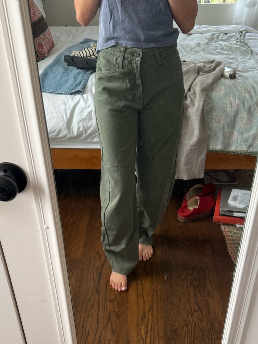 GAP Olive Green Barrel High-Rise Pants